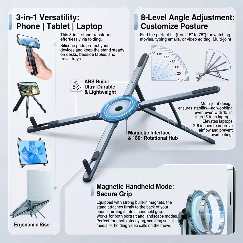 Laptop Accessories Table - Suporte Magnético Portátil para Telefone e